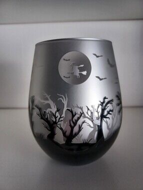 Halloween Witch Tree Wine Tumbler/Glass Holiday Spooky Collectible Drinkware